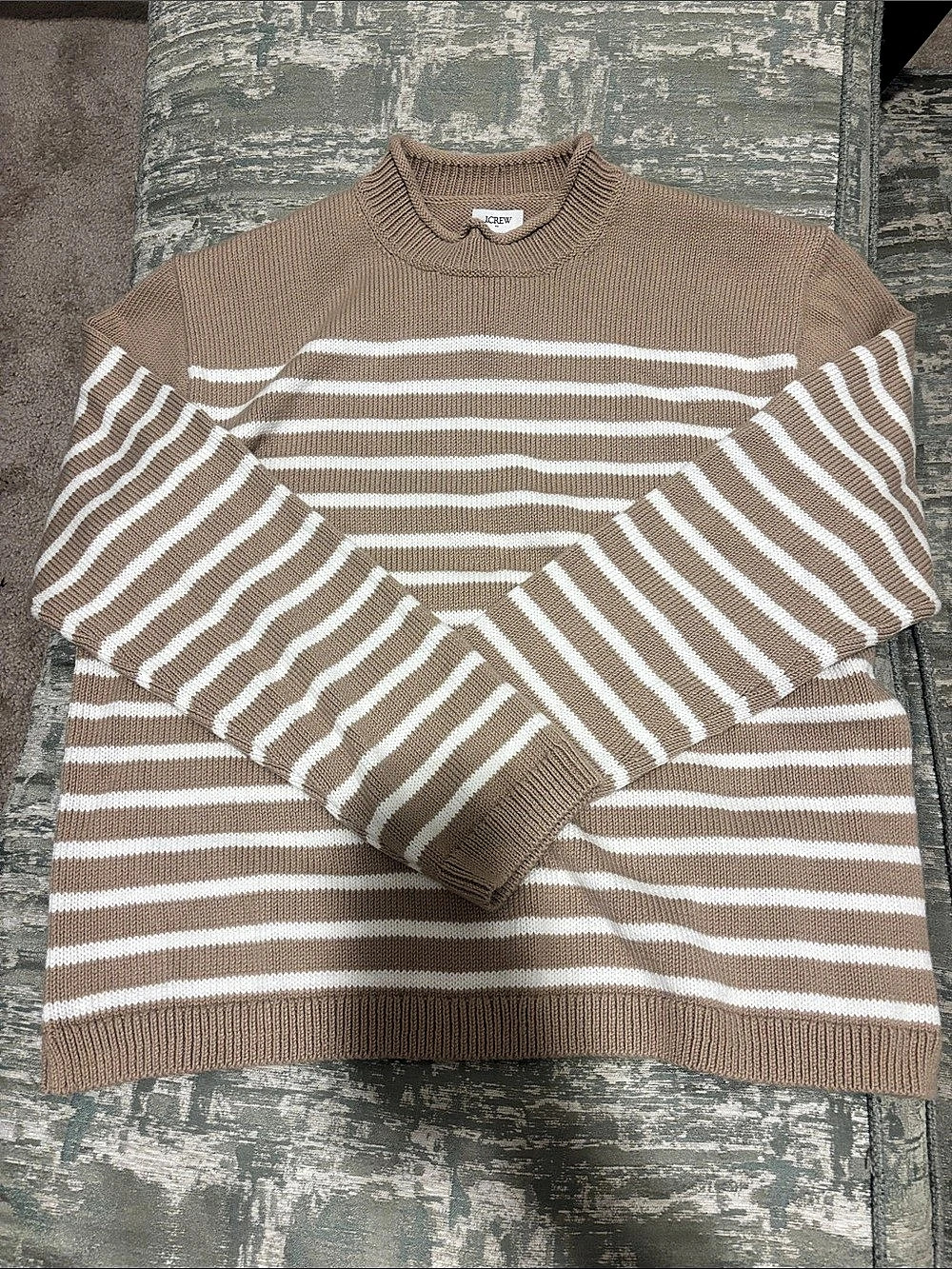 J.Crew Factory Striped Rollneck Sweater Brown & White NWT